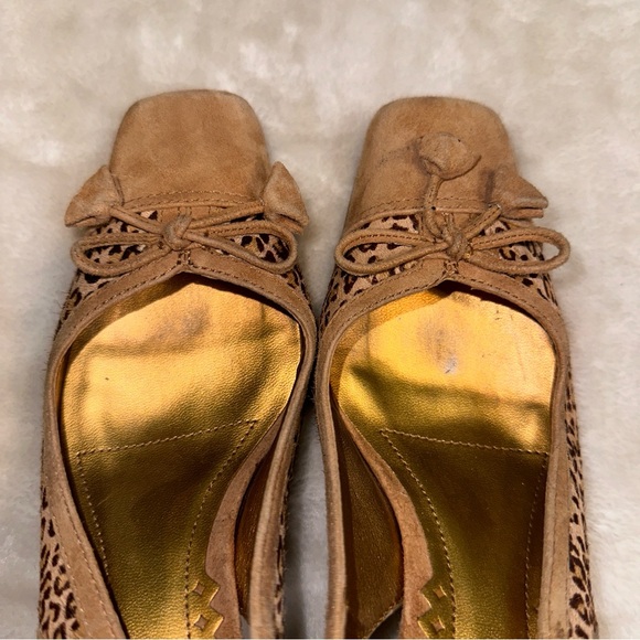 Vintage Franco Sarto Suede & Cow Hair Leopard Kitten Heels Size 6.5 - Picture 10 of 14